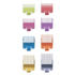 Set of colorful guide comb attachments on a transparent background
