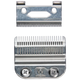 Metal clipper blade with visible brand logo on a transparent background
