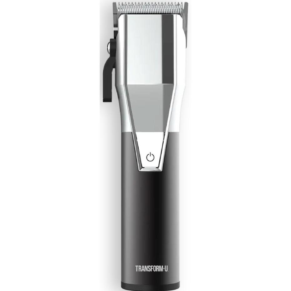 Hair clipper with 'Transform-U' branding on a transparent background