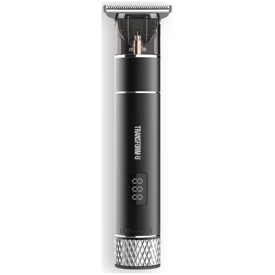 Hair trimmer with digital display on a transparent background