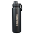 Black water bottle with 'TRANSFORM-U' branding on a transparent background